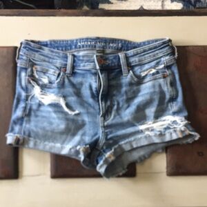 American eagle high rise shortie denim shorts